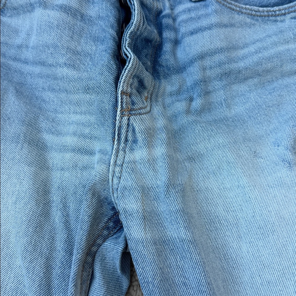 Old Navy Button-fly High Rise Sloughy Ripped Straight Crop Jeans - Picture 6 of 12